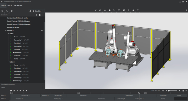 Illustration of simultaneous multi robot programming